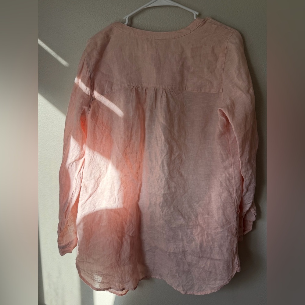 Sigrid Olsen Peach Linen Top Women’s Medium Bohemian - Picture 5 of 5